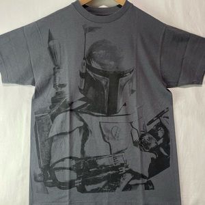 Star Wars Boba Fett Big Graphic T-shirt Mad Engine Adult Size Medium Gray Worn